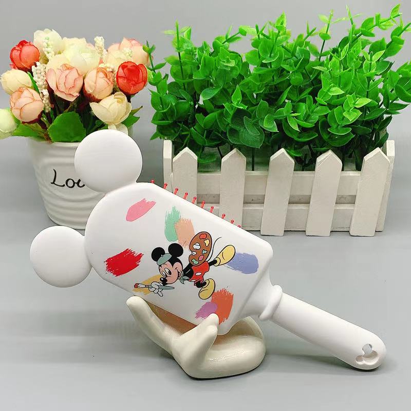 Disney Mickey Minnie Paddle Hair Brush Head Black PVC Hair Brushes Comb Original