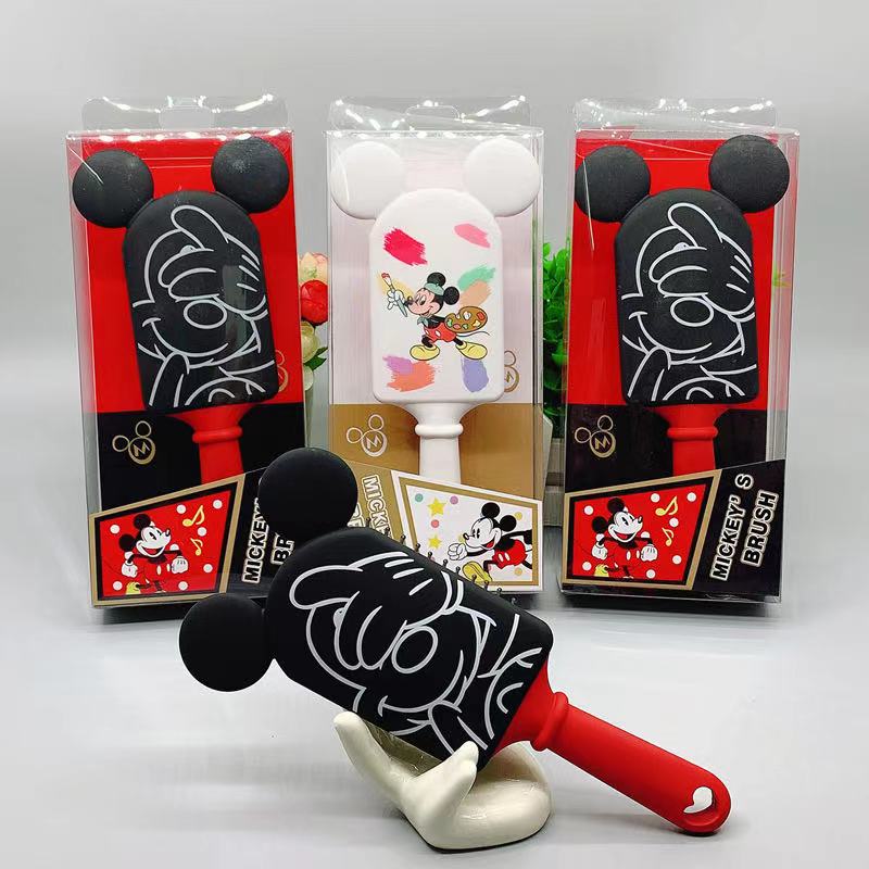 Disney Mickey Minnie Paddle Hair Brush Head Black PVC Hair Brushes Comb Original
