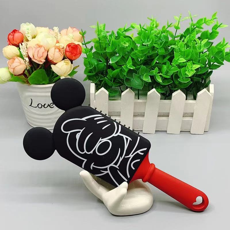 Disney Mickey Minnie Paddle Hair Brush Head Black PVC Hair Brushes Comb Original