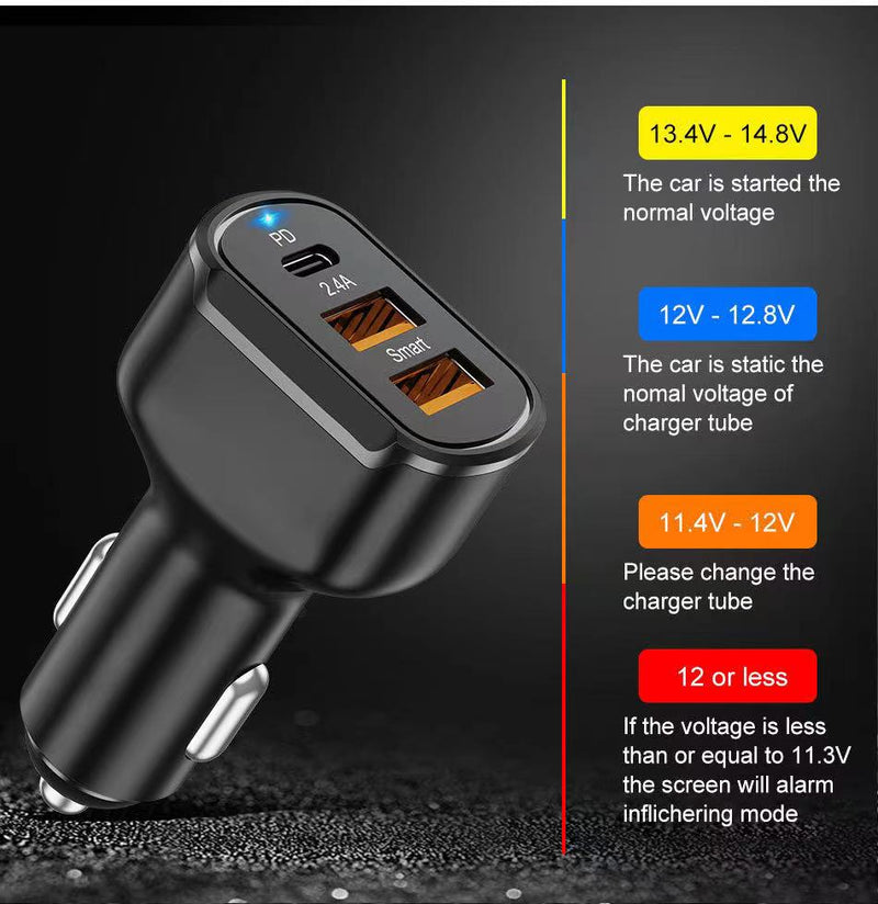 Fast Charge 30W 3.0 Car Charger 3 USB Ports Power Adapter Cigarette Lighter Socket