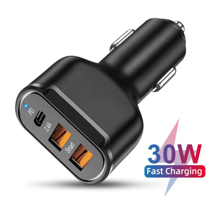 Fast Charge 30W 3.0 Car Charger 3 USB Ports Power Adapter Cigarette Lighter Socket