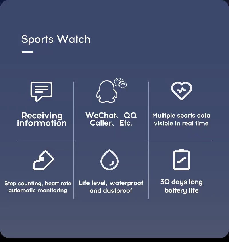 1.3" Smart Watch Sport Body Temperature Heart Rate Blood Oxygen Pressure Monitor