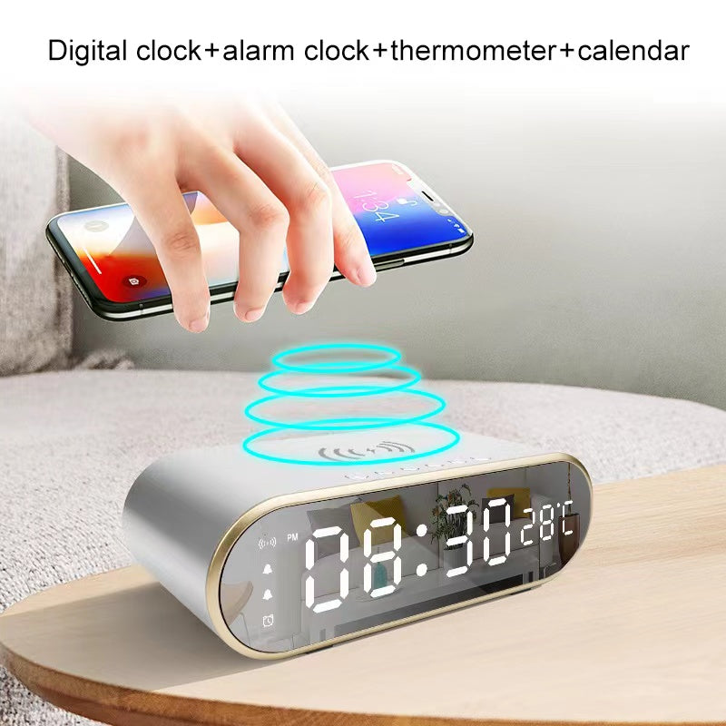 Digital Alarm 15W Wireless Charger Fast Date Thermometer