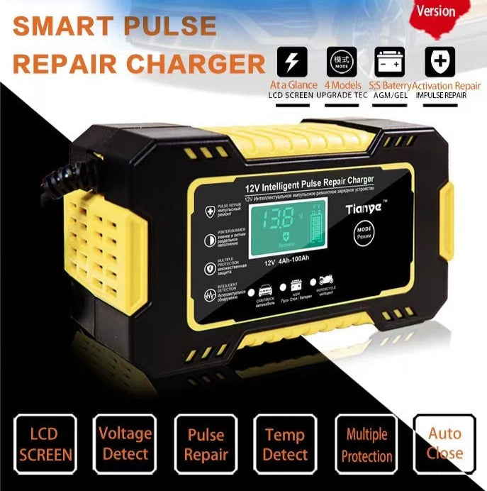 Car Battery Charger 12V Touch LCD Smart Repair Boat Motorcycle Truck