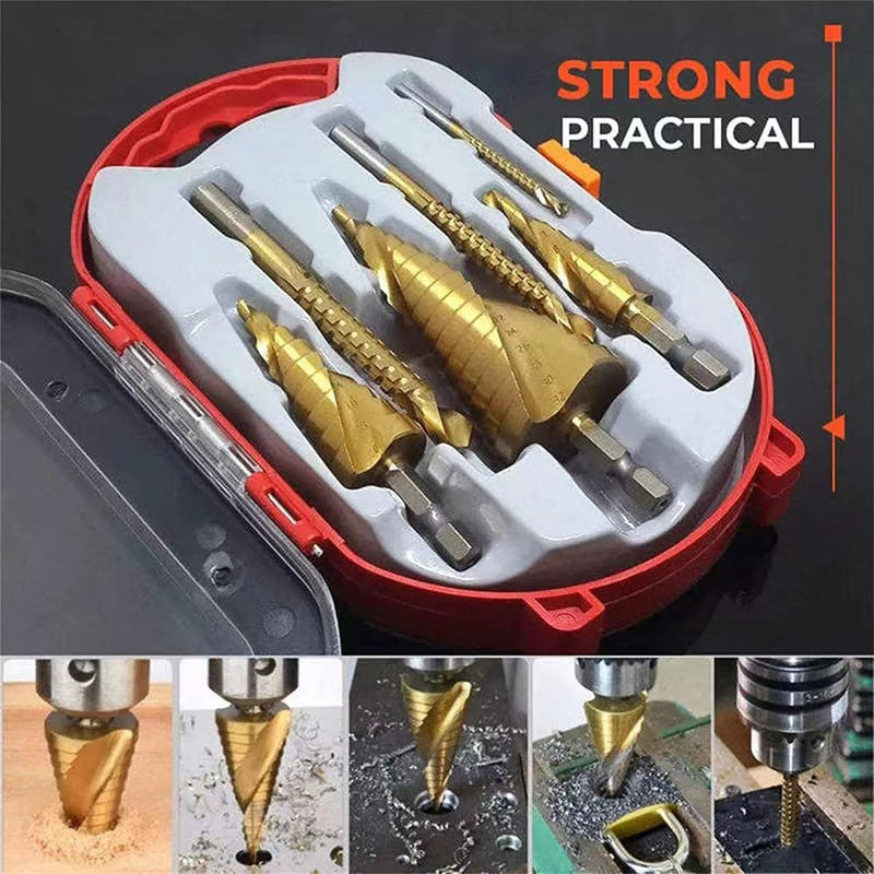 6pc Step Drill Spiral Groove Conical Cone And Milling Bit Set 4-30mm