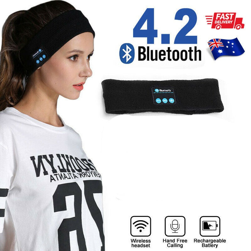 Sleep Headset Bluetooth Wireless Stereo Earphone Headphone Sports Headband w/Mic