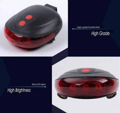 Free Shipping - 5LED+2Laser Cycling Safety Bicycle Rear Lamp