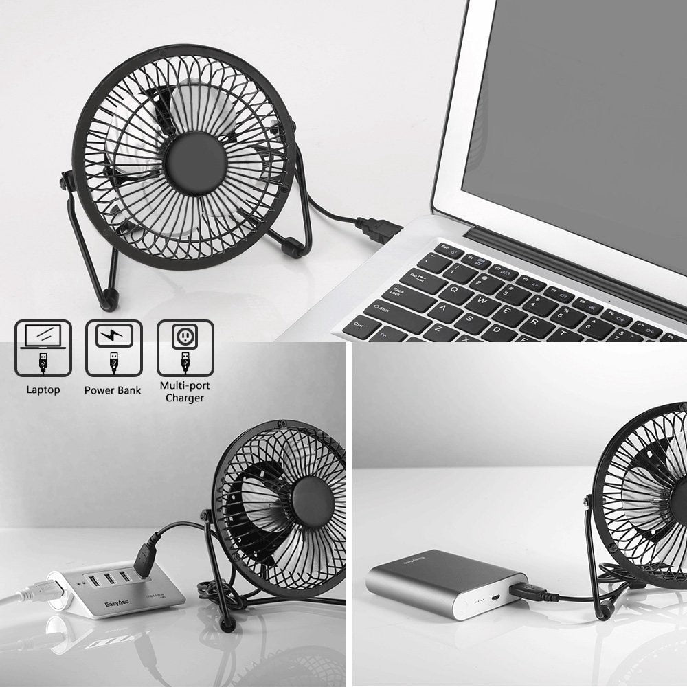 6' Inch USB Powered Desk Noiseless Portable Fan