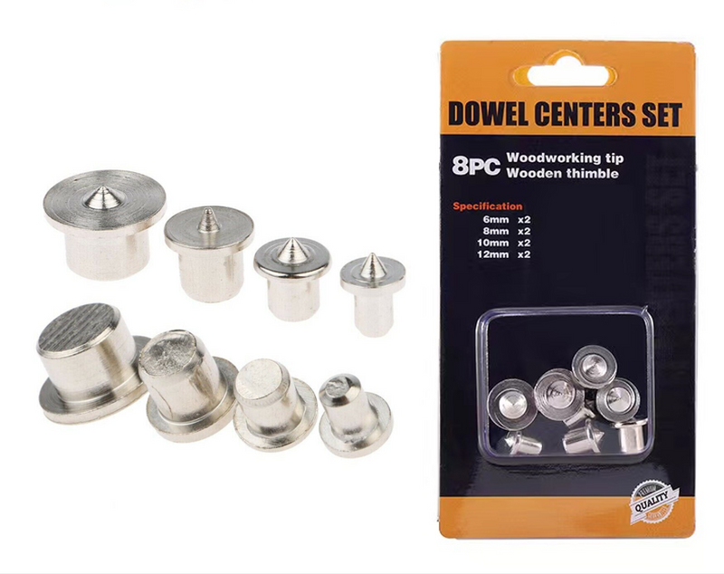 8pc Dowel Center Set New Woodworking Top Locator Roundwood Punch