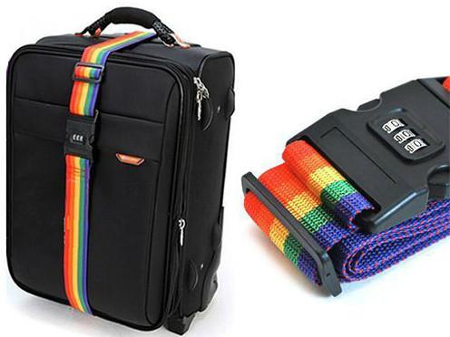 Rainbow Luggage Strap Code Password Travel Suitcase Secure Lock Safe Nylon Packing Belt