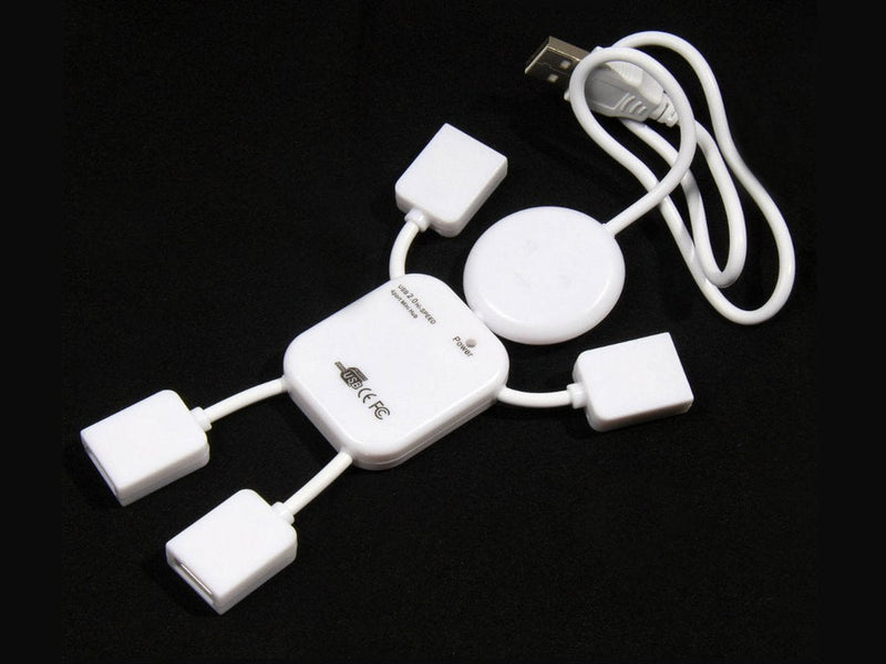 4 Port USB Plug-in Device HUB 2.0 USB Line Robot shape PC Powered Adapter