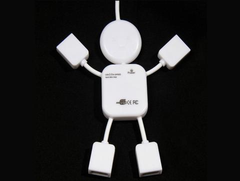 4 Port USB Plug-in Device HUB 2.0 USB Line Robot shape PC Powered Adapter