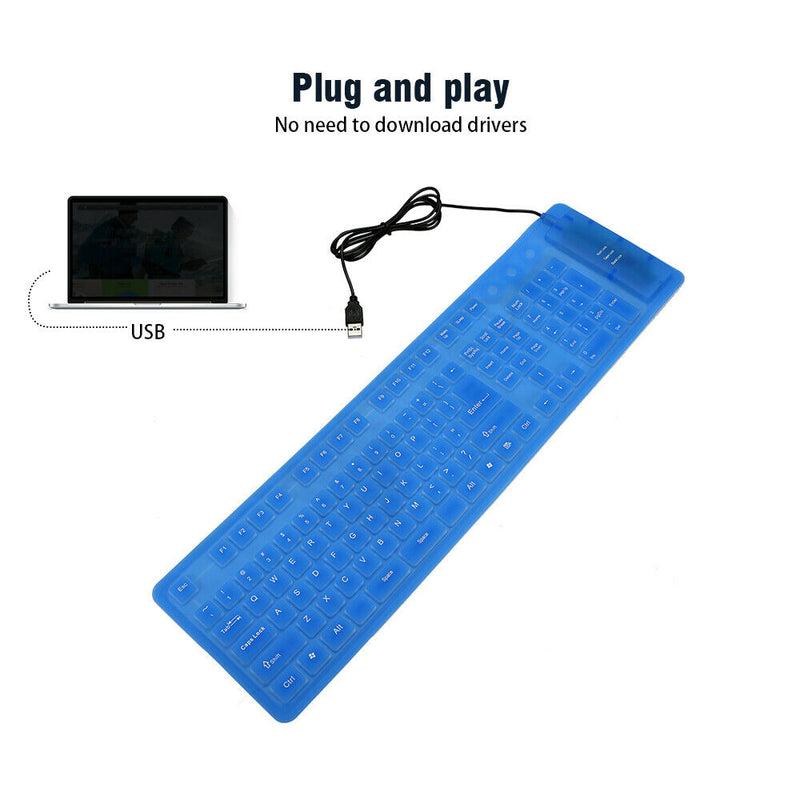 $3- Waterproof Silicone Folding Keyboard-109 Keys