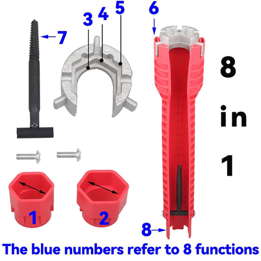 8 in1 Faucet Sink Installer Model Multifunctional Wrench Tool Water Pipe Spanner