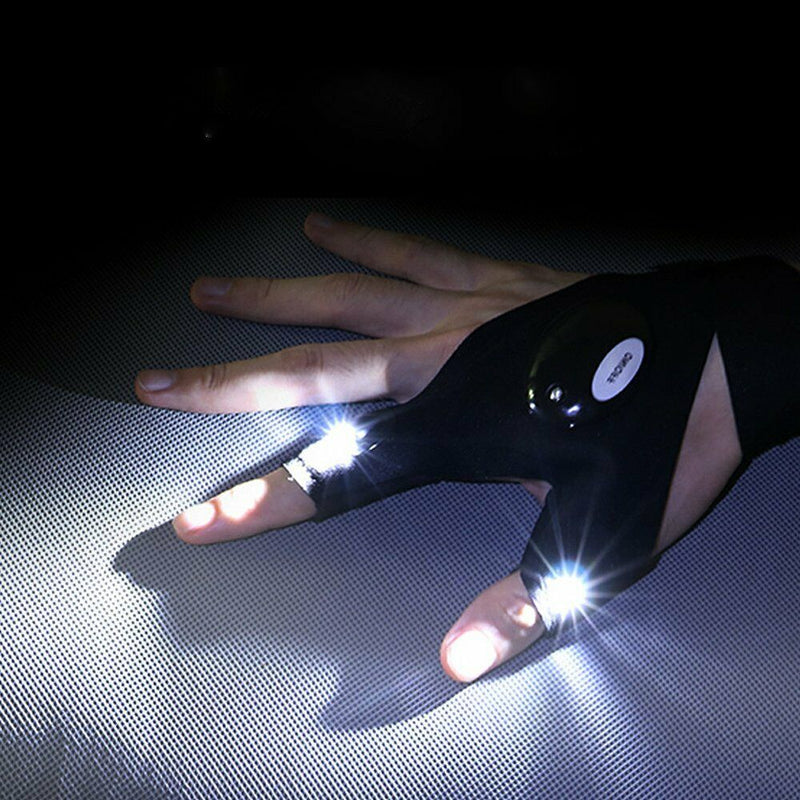 Free shipping- 2pcs Finger Glove with LED Light Flashlight Gloves Outdoor Gear Rescue Night Fishing