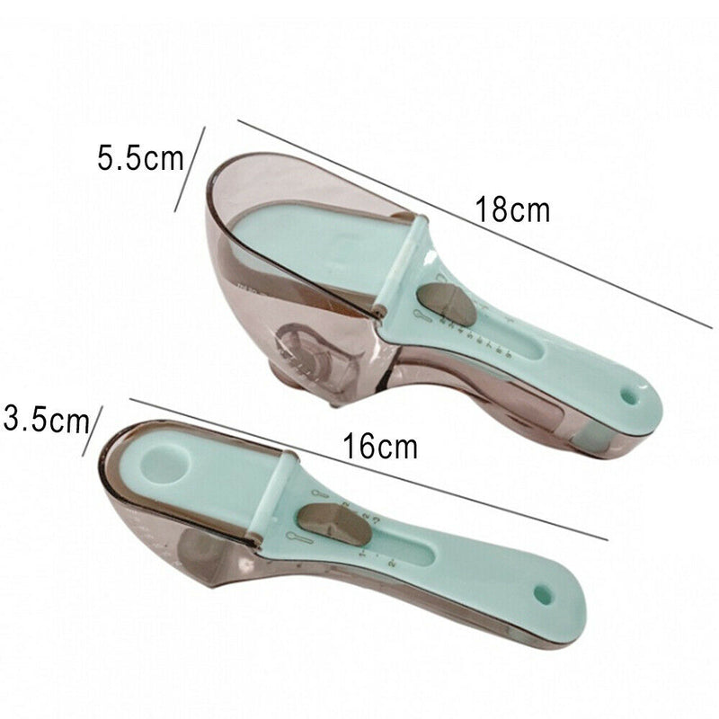 Free shipping- 2pcs Baking Plastic Kitchen Scale Gauge Scoop Adjustable Measuring Spoons