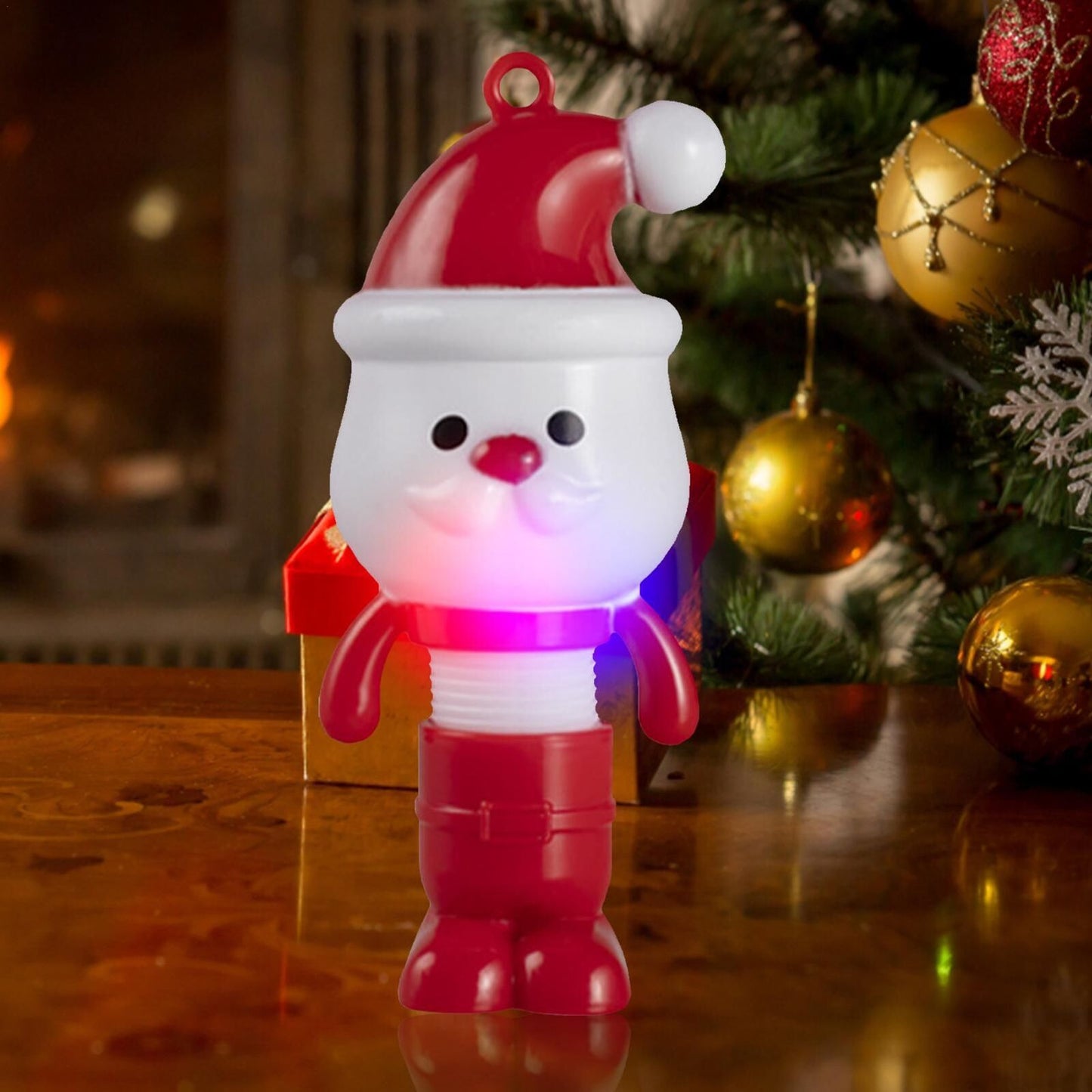 Christmas Santa Claus Snowman Telescopic Sensory Toys Fidget Stress Relief Tube with Light