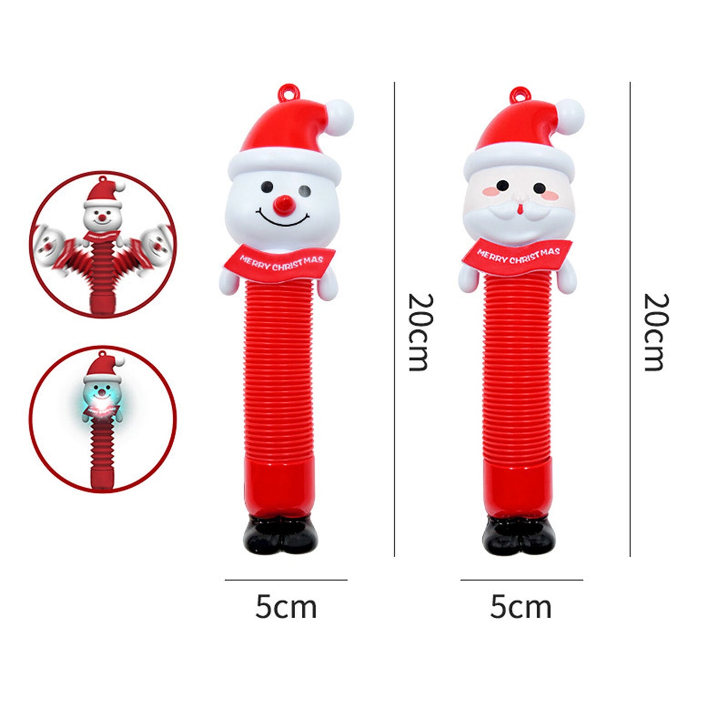 Christmas Santa Claus Snowman Telescopic Sensory Toys Fidget Stress Relief Tube with Light