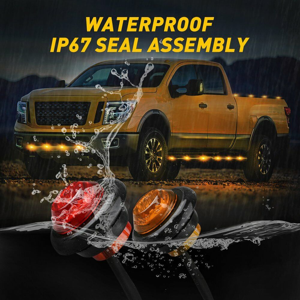 CLEARANCE- 10pcs 24V Marker LIGHTS LED Bullet Amber Red Truck Trailer RV Round Side Lamp