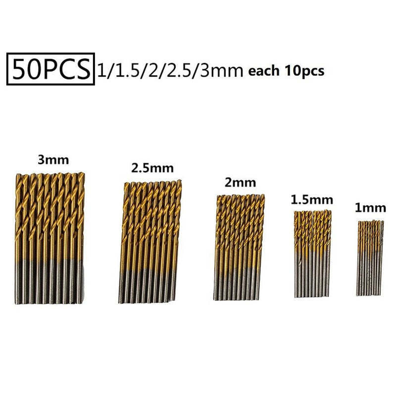 50PC Cobalt Drill Bits HSS-Co For Metal Stainless Steel 1-3mm Drilling Tools Set