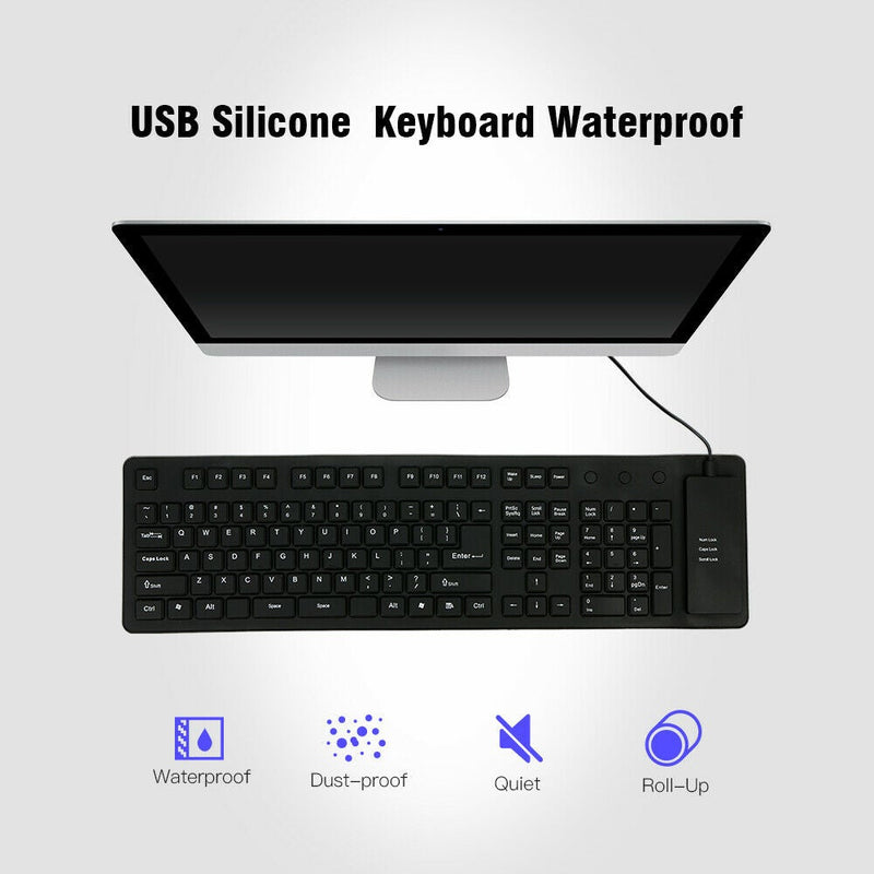 $3- Waterproof Silicone Folding Keyboard-109 Keys