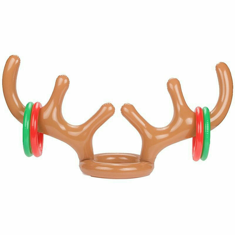 Reindeer Hat Christmas Party Game Ring Moose Inflatable Toss Holiday Toys