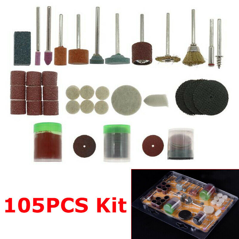 105pc Rotary Drill Bit Die Grinder Stone Buffing Polish Grinding For Rotary Tool