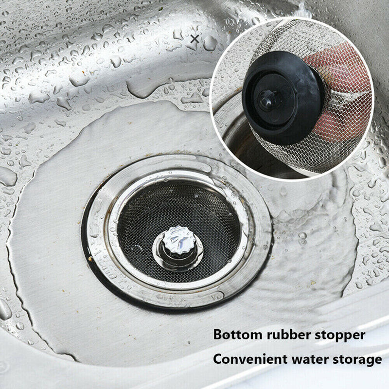 2x  Kitchen Waste Sink Strainer Stainless Steel Waste Plug Filter Drain Stopper