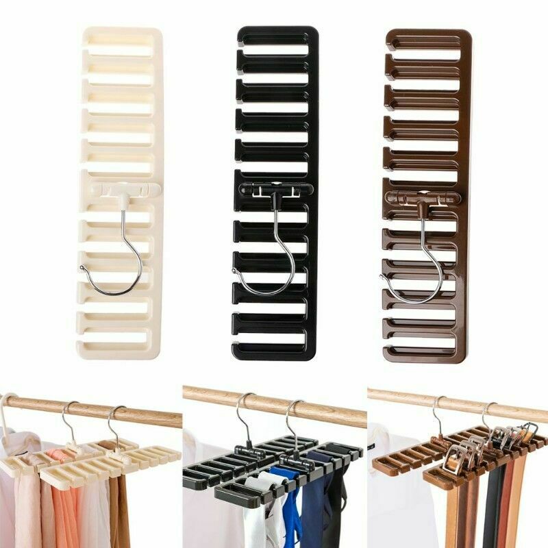 Free shipping-10 Holes Men Rack Organizer Belt Scarf Tie Holder Plastic Necktie Hanger