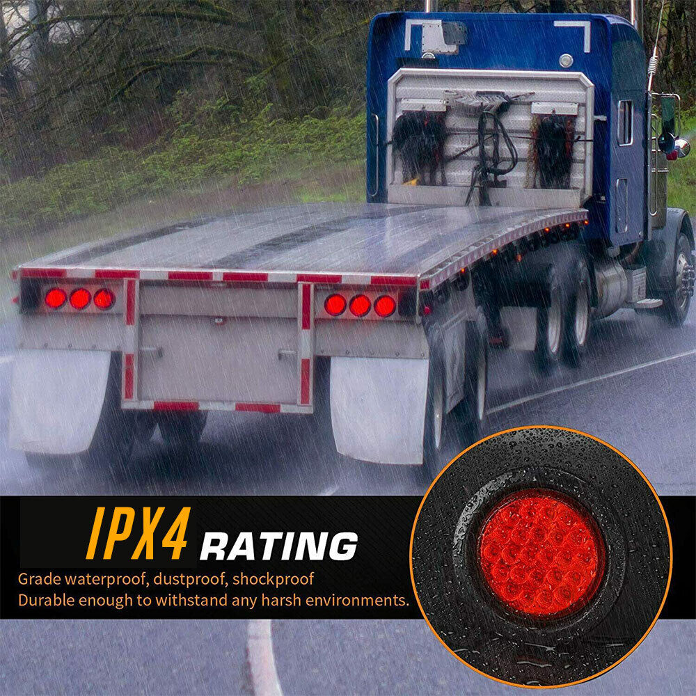 CLEARANCE- 2PCS 24V Round LED Tail Lights Stop Indicator Reverse Lamps Trailer Car Truck Light