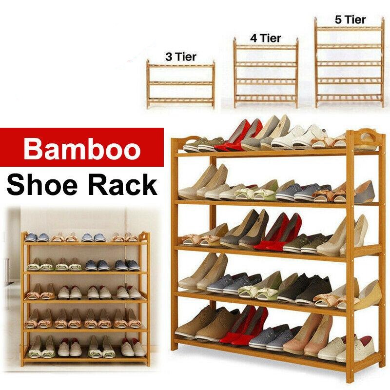 3/4/5 Tiers Layers Bamboo Shoe Rack Storage