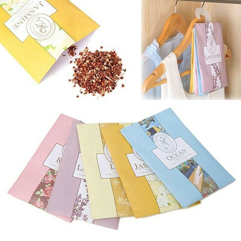 Free shipping- 6pcs Scented Hanging Wardrobe Sachets Freshener Fragrance Freshener Air Drawer Room