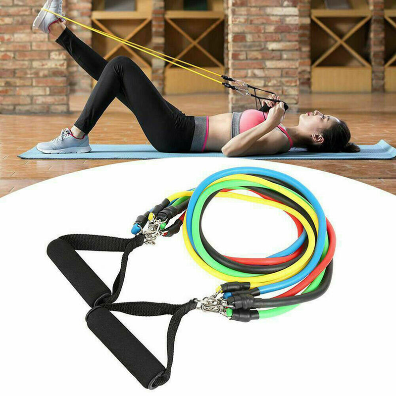 Free shipping-11PCS Latex Elastic Yoga Strap Resistance Bands