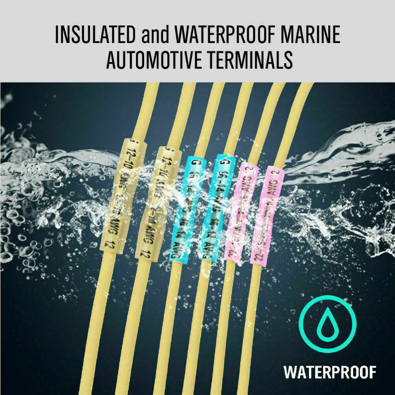 200PCS Waterproof Heat Shrink Seal Sleeve Butt Wire Connectors Crimp Terminals