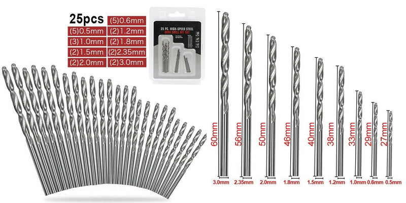 Free shipping- 25PC HSS High Speed Steel Twist Drill Bit Set