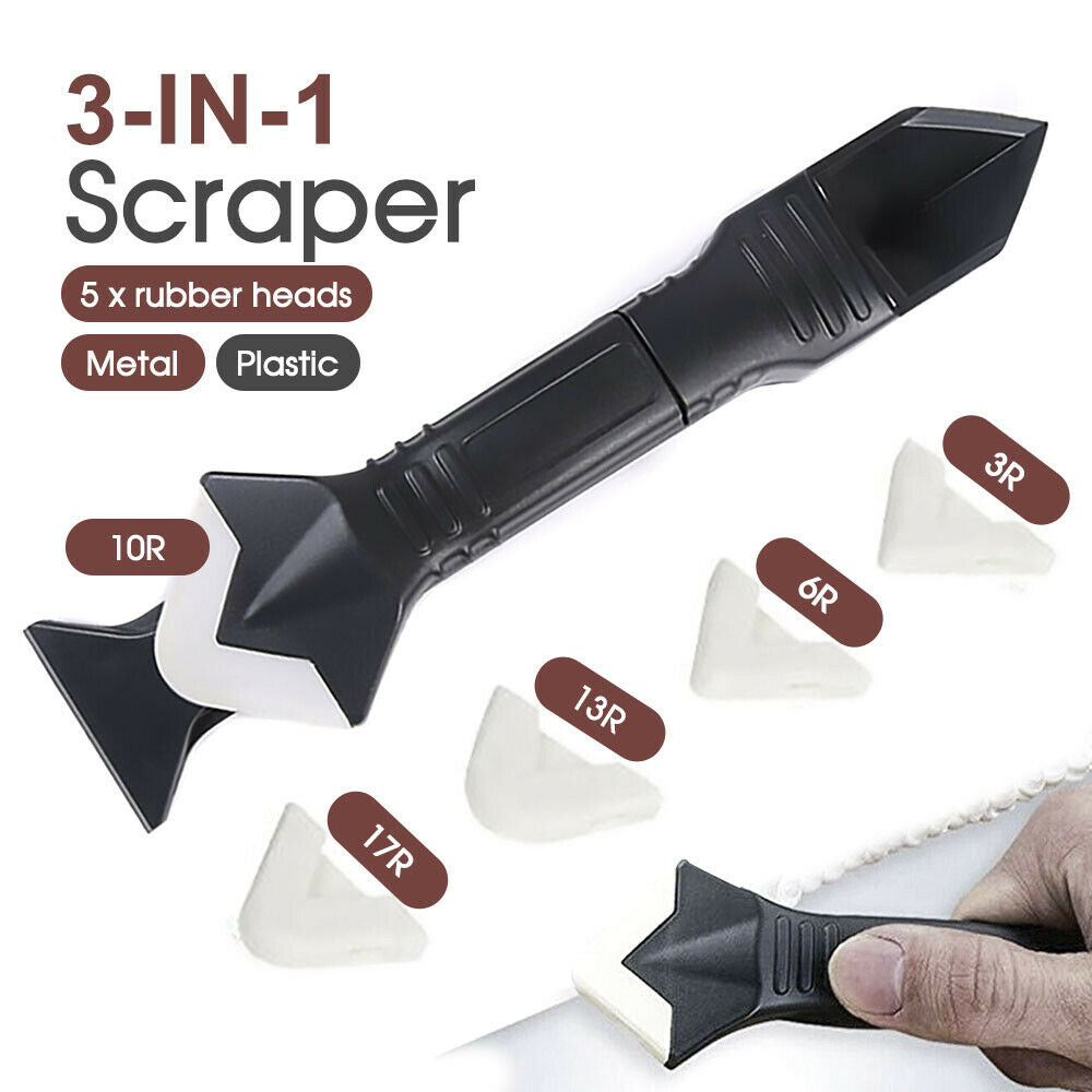 Silicone Caulking 3 in 1 Tool Removal Residue Scraper Kit Sealant Replace Set