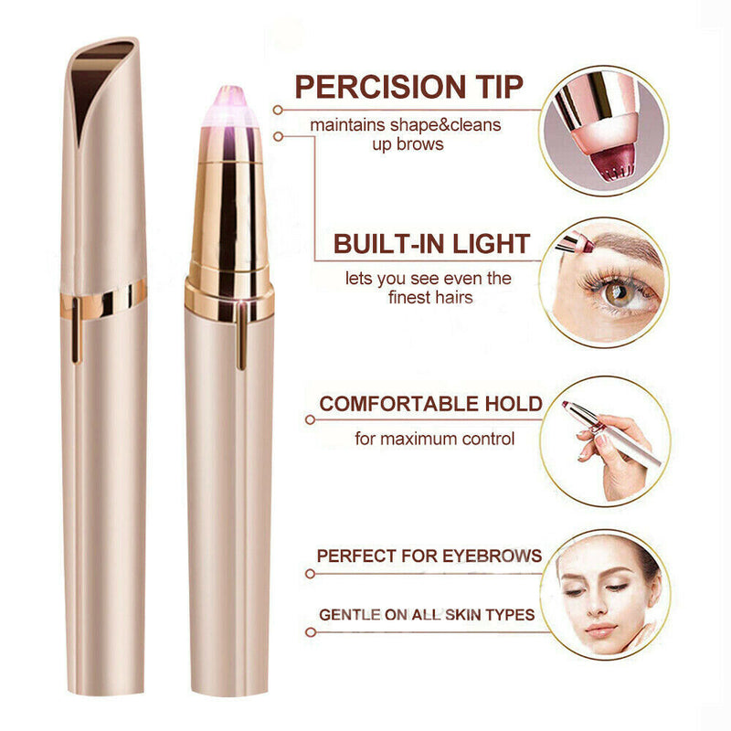 Electric Eyebrow Trimmer Finishing Touch Flawless Brows LED Light Hair Remover