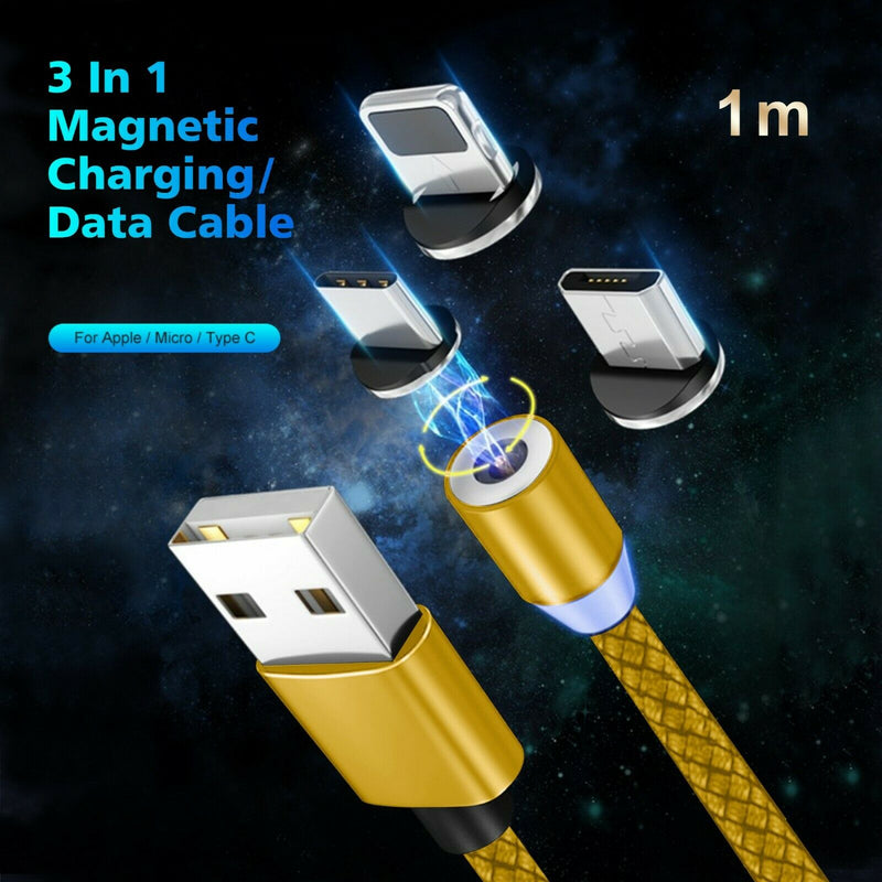 Free shipping - 2pcs 3 IN1 Magnetic FAST Charge / Data Cable, USB to USB C Micro USB iPhone