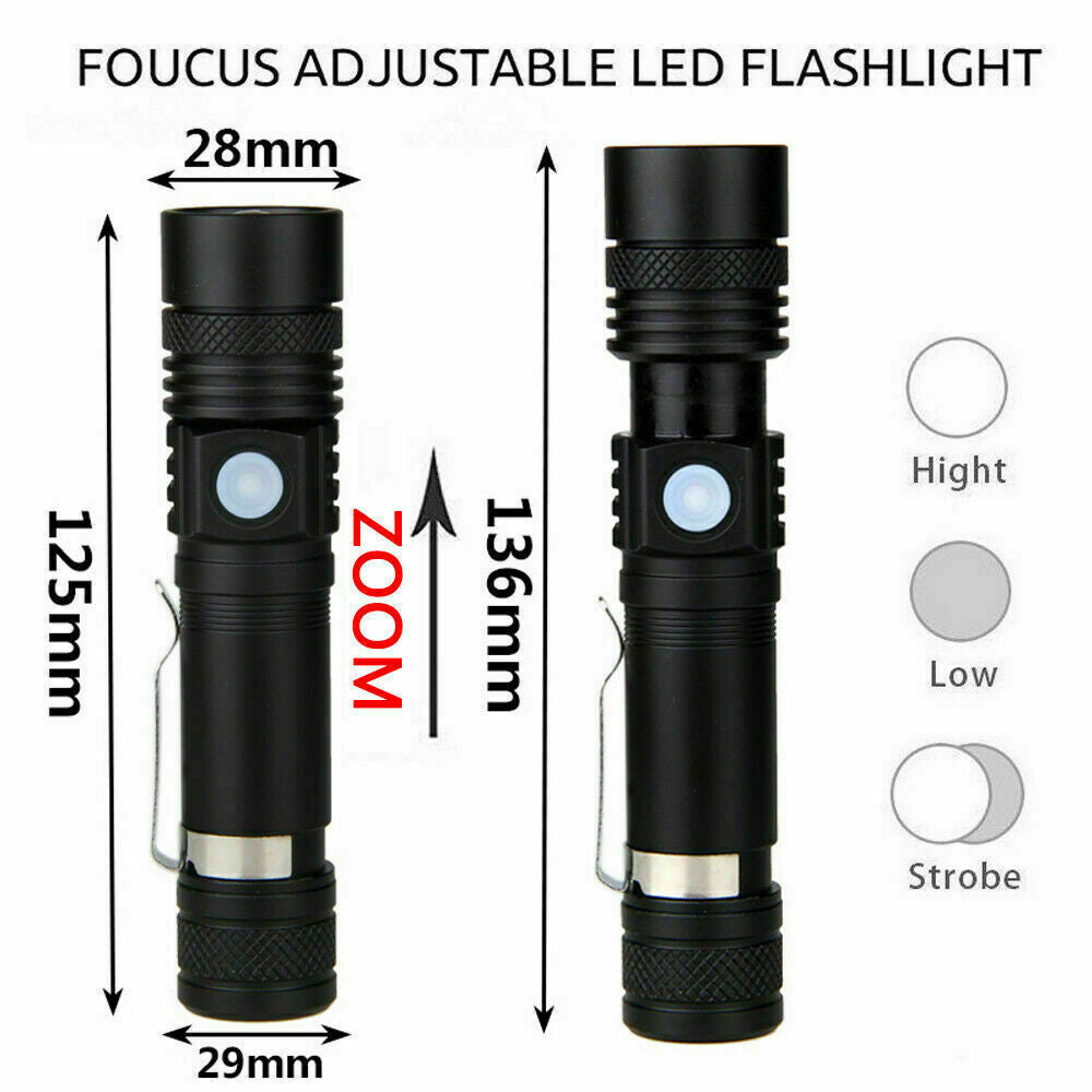 60000lm CREE XM-L Flashlight LED Torch USB Rechargeable