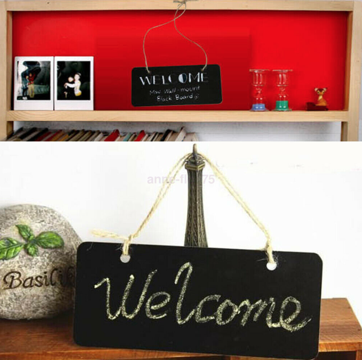 Mini Blackboard Message Boards Small Hanging Rope ChalkBoard Cafe 18 x 8cm