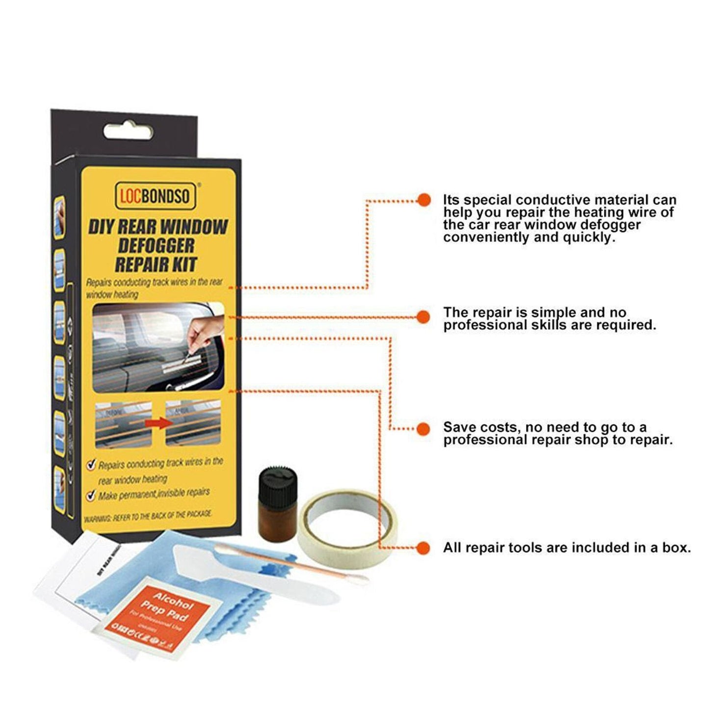 CLEARANCE- LOCBONDSO Complete Rear Window Defogger/Demister Repair Kit
