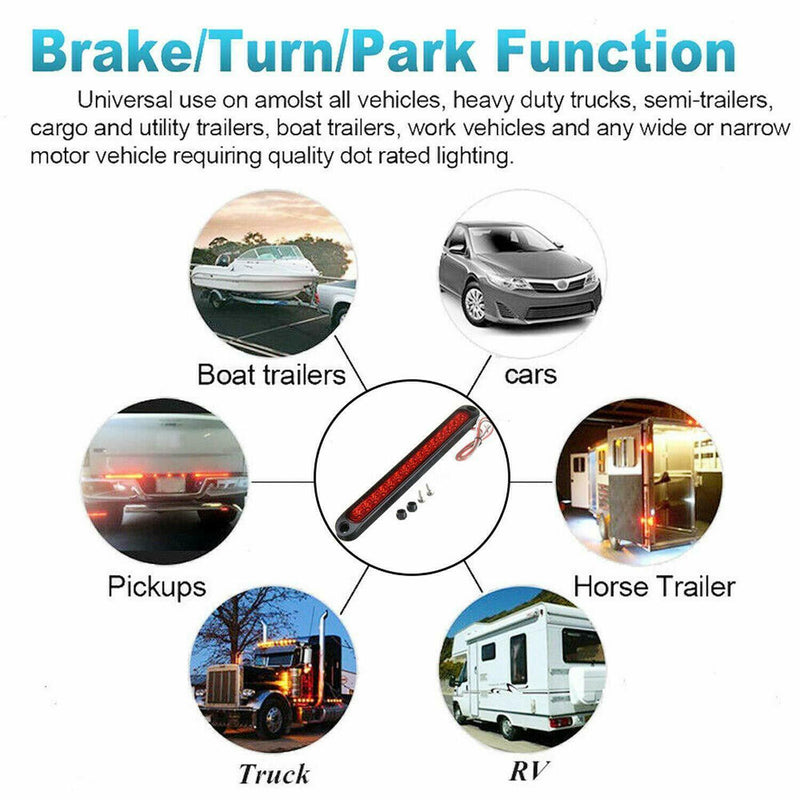 2X 15LED Brake STOP UTE Tail Light Indicator Slim Strip Trailer Truck