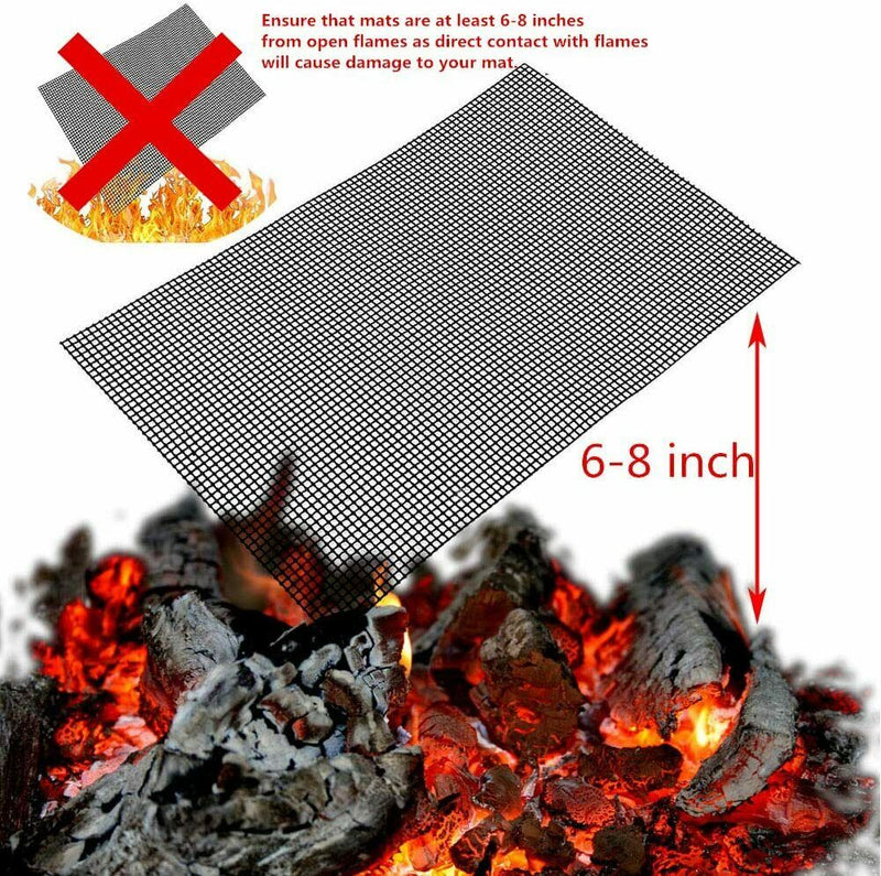 Free shipping- 5x BBQ Grill Mesh Mat Non Stick Grilling Mesh Reusable Baking Net Pad Liner Set