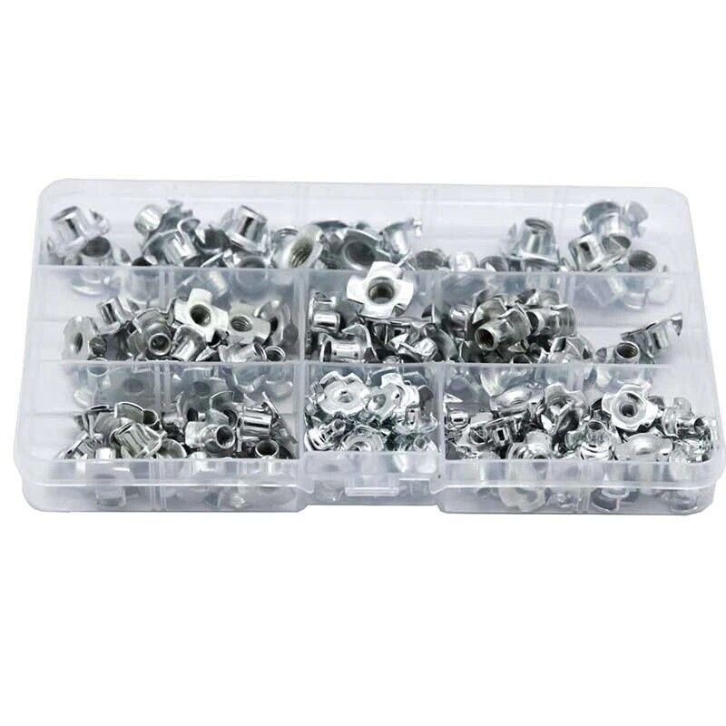 150pcs Zinc Plated T Nuts Four Pronged Tee Nuts Blind Nut Captive M3 M4 M5 M6 M8