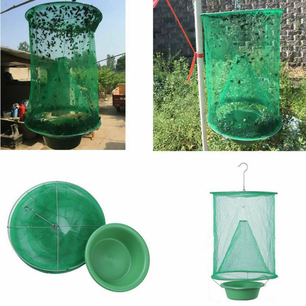 Reusable Fly Trap Insect Killer Net Cage Trap Outdoor Ranch Pest Hanging Catcher