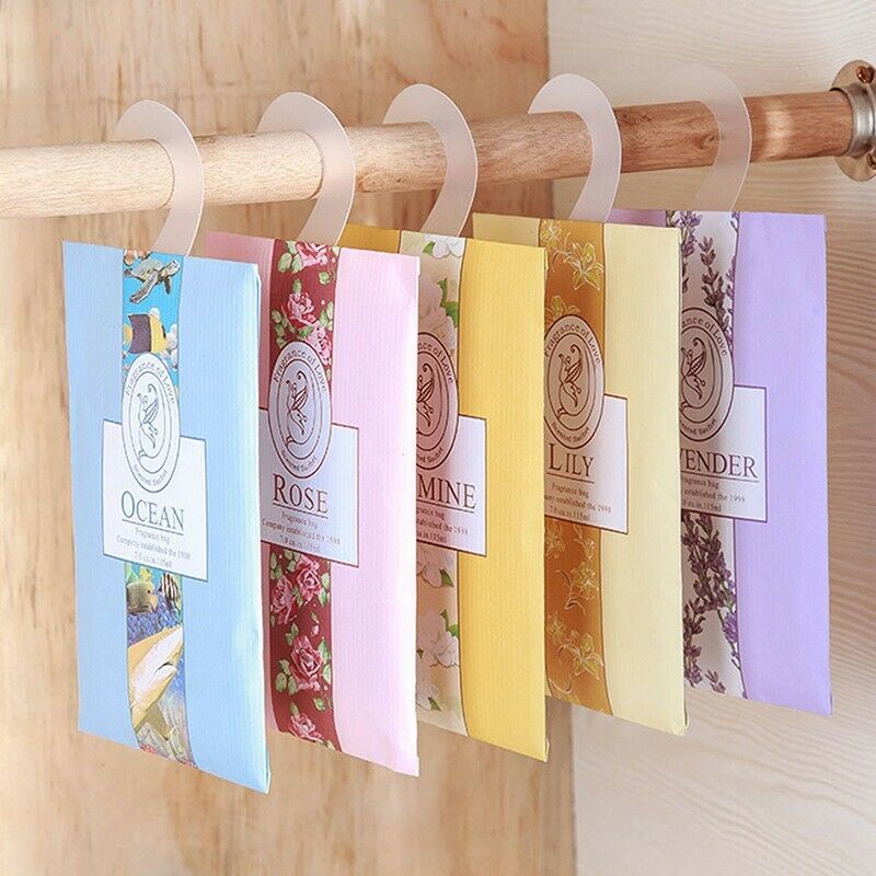 Free shipping- 6pcs Scented Hanging Wardrobe Sachets Freshener Fragrance Freshener Air Drawer Room