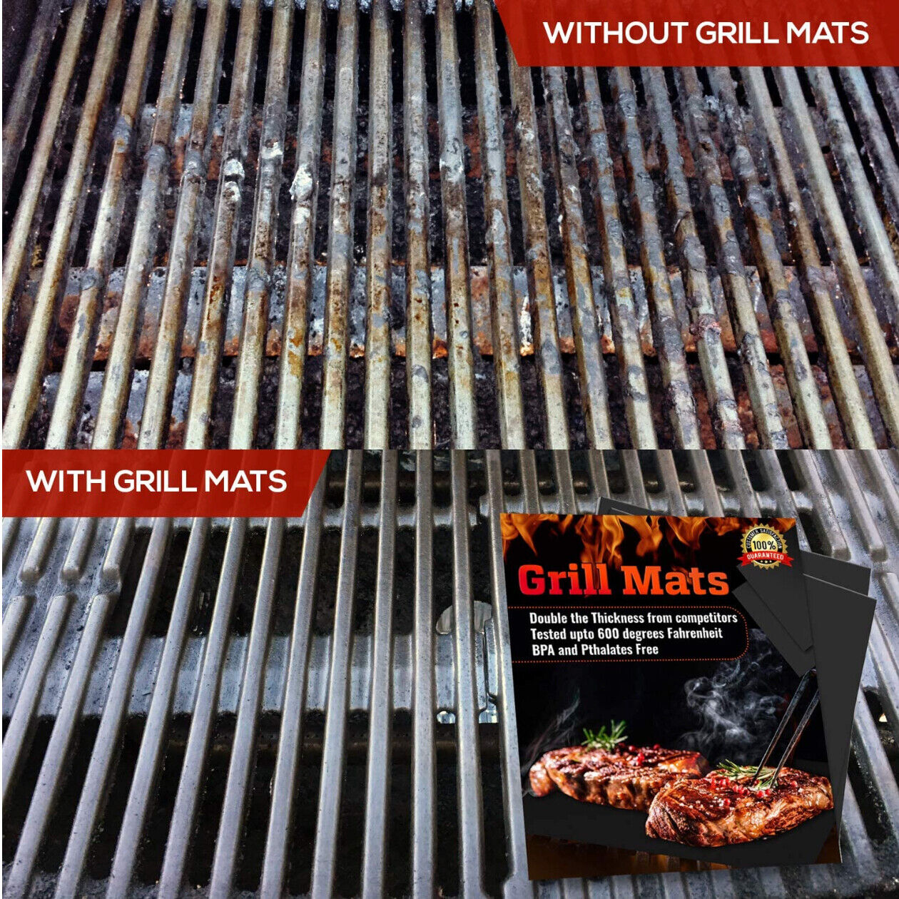 5x BBQ Grill Mats Reusable Baking Cooking Sheet Non-Stick Teflon Barbecue Pad