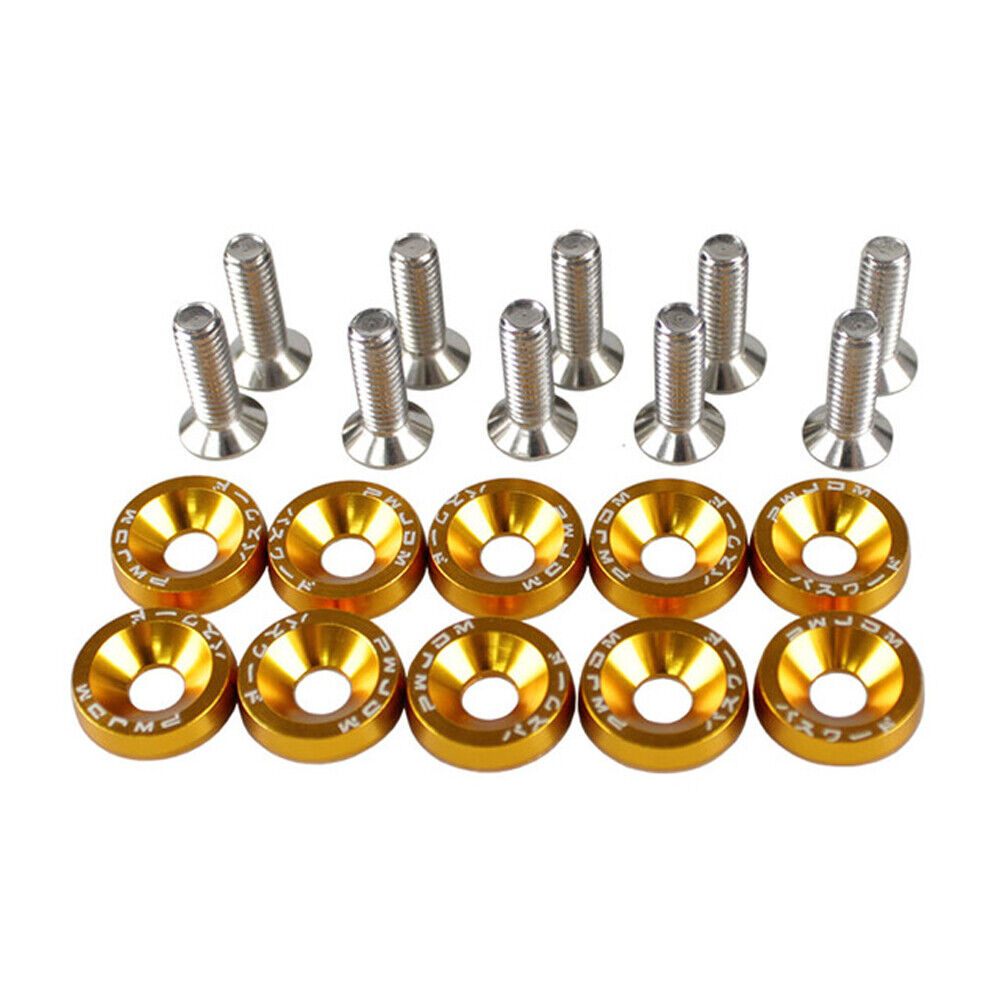CLEARANCE- 10PCS M6 JDM Car Modified Hex Plate Bolts Styling Concave Washer Bumper Screws