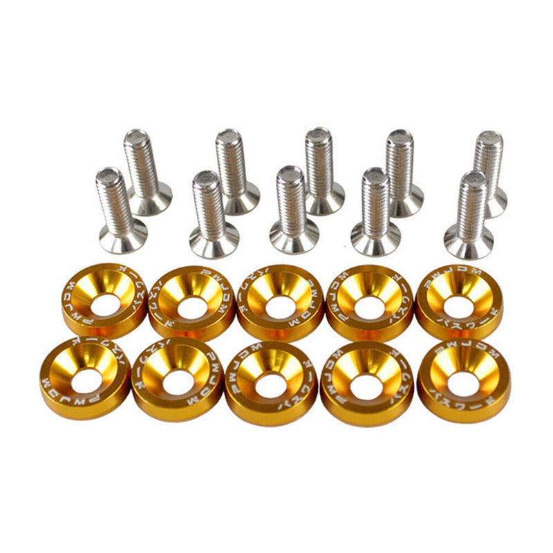 10PCS M6 JDM Car Modified Hex Plate Bolts Styling Concave Washer Bumper Screws