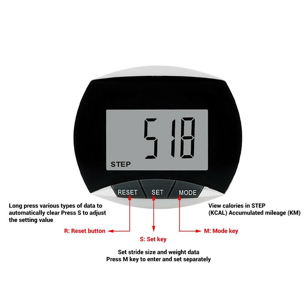 Free shipping- Pedometer Walking Step Counter with Battery Multi-functional LCD Display